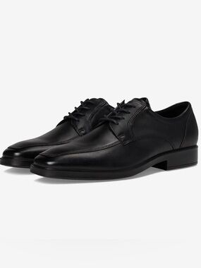 Ecco Classic Black Leather Lace-Up Calcan Dress Shoes 7-7.5/41 eu
